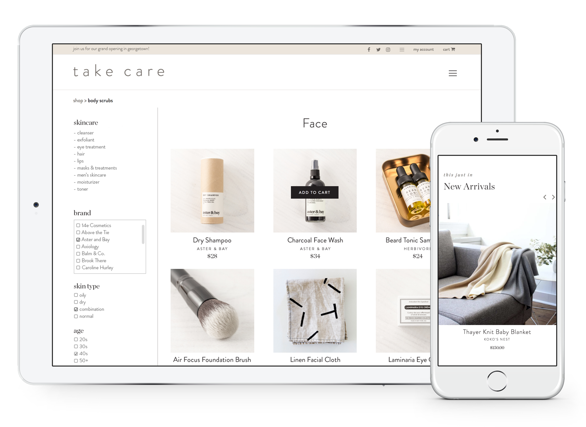 eCommerce retails website showing products