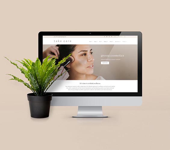 Retail website on desktop screen