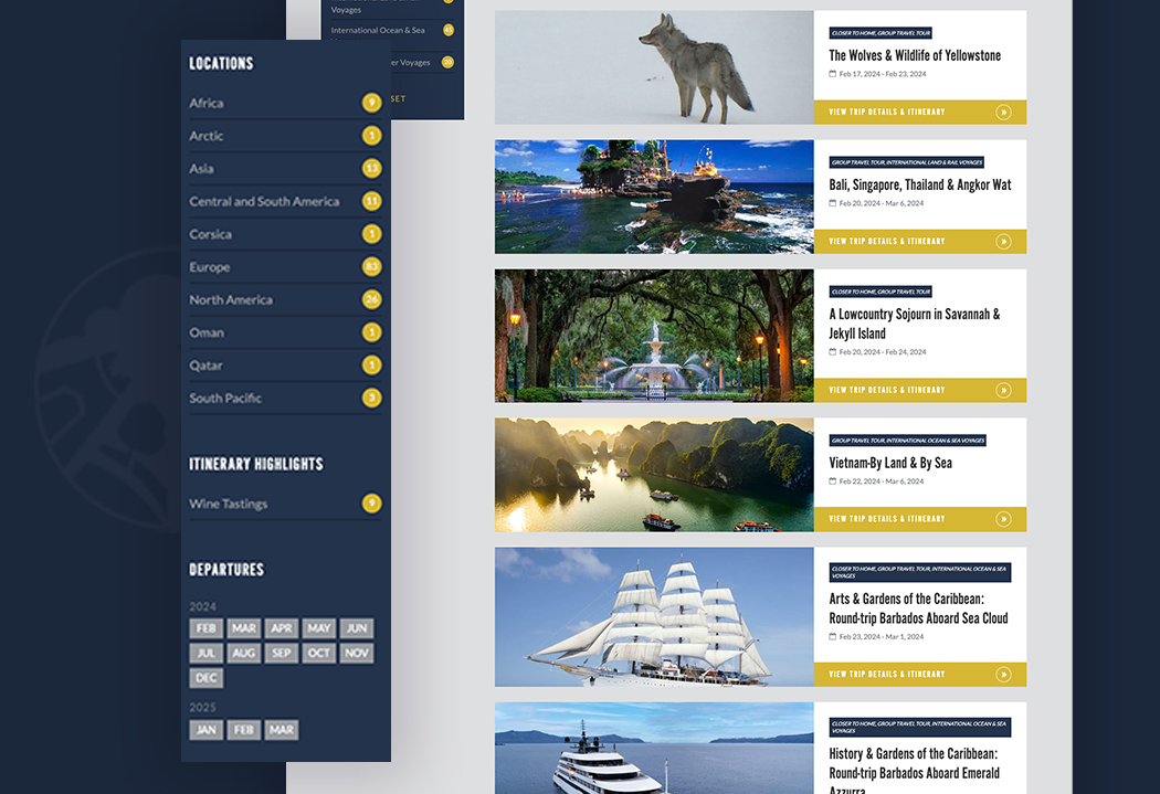 Travel company website design