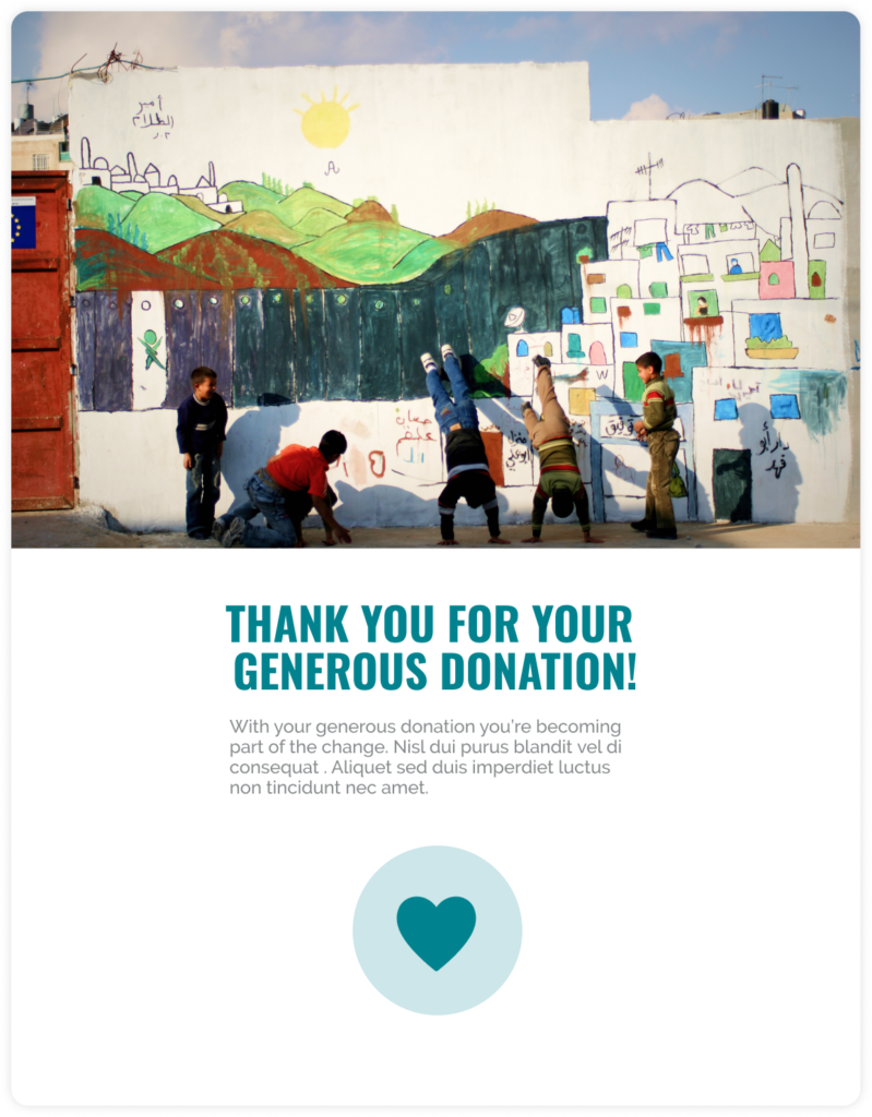 Non-profit website design donation card