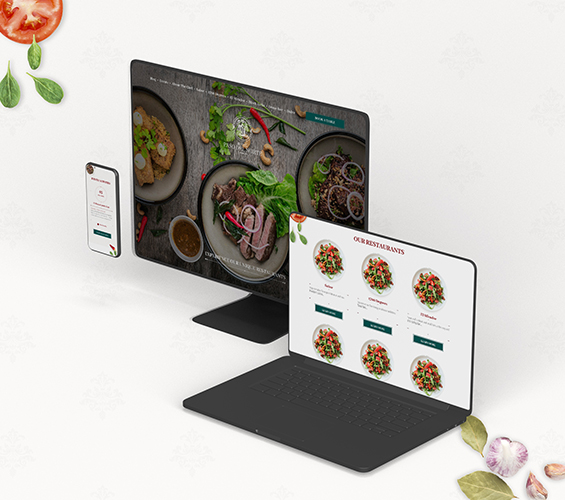 Restaurant website design on many screen sizes